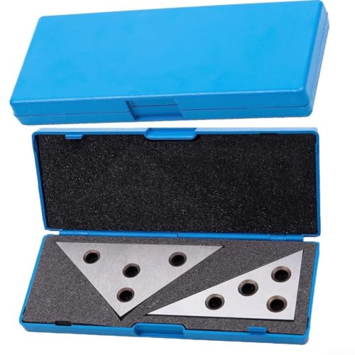Image of High precision ground, 30-60-90 and 45-45-90 degrees, solid metal build, silver finish, 18x10x4cm size