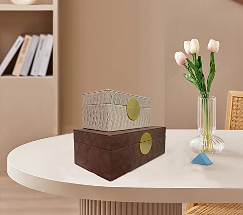 Set Of 2 Pcs Decorative Boxes For Women,Travel Jewelry Case With Lid,Organizer Display Storage Holder Boxes Lots Of Storage Space Pu Leather Soft Lining For Rings Earrings Necklace Bracelets,A #TOP4