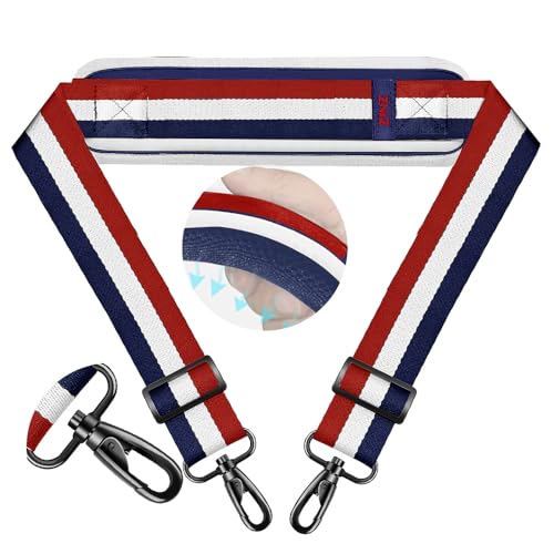 Image of ZINZ 74 inch Shoulder Strap with Fixed Pad and Dual Balanced Buckles,Blue-White-Red Stripe