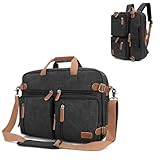 koolehaoda 3 in 1 Convertible Briefcase Backpack 17.3 inch Laptop Backpack Case Messenger Bag for Men, Multi-Functional Computer Bag for Travel Bussiness Men Women (Black)