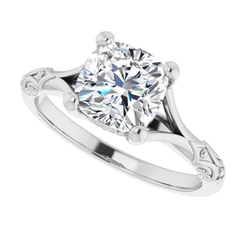 Cushion Cut 1CT-3CT Moissanite Solitaire Bridal Ring | Wedding/Bridal Ring Set | 925 Silver or 10K/14K/18K Solid White Gold | Anniversary Christmas Ring For Her (3-12 US Available Check All Ring Size Option in Customize Now Button, Main Stone : 2.50 Carat)