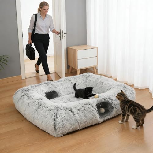 Cama para gatos con base suave rectangular que alivia el frío 3