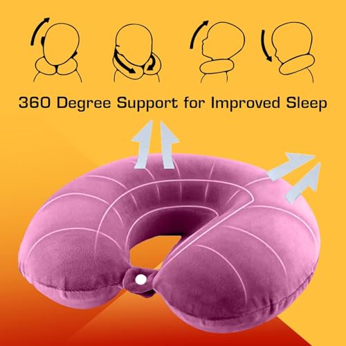Image of PAVILONN U-Shape Memory Foam Neck Pillow for Travel | Soft Flight Cushion for Airplane, Car & Train | Lightweight Portable Travel Essential for Men, Women & Kids (Pink)