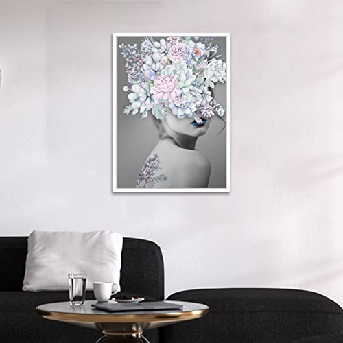 Image of PAINTINGMANTRA Multi, Black & White Floral Theme Canvas Painting with Wooden Frame (Size - 23 x 17 Inch each, Color - Black & White)