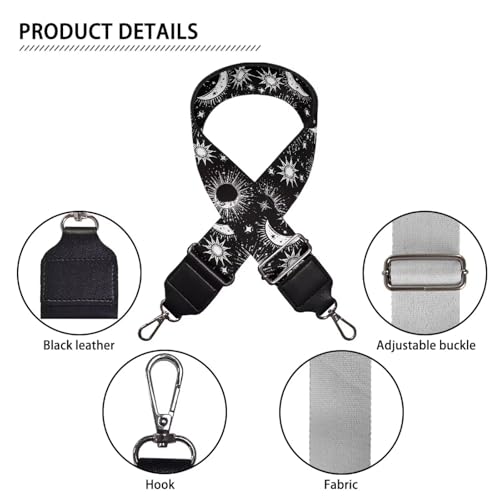 Image of GLENLCWE Moon and Star Purse Straps Replacement Crossbody Adjustable Bag Strap for Purses Guitar, Wide Shoulder Strap for Women