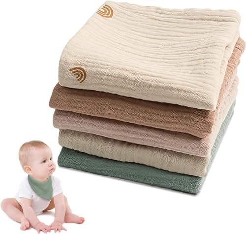 6 Stück Musselin Spucktücher 80x80cm - Saugfähige Baumwolltücher Für Babys - Sonnen Design