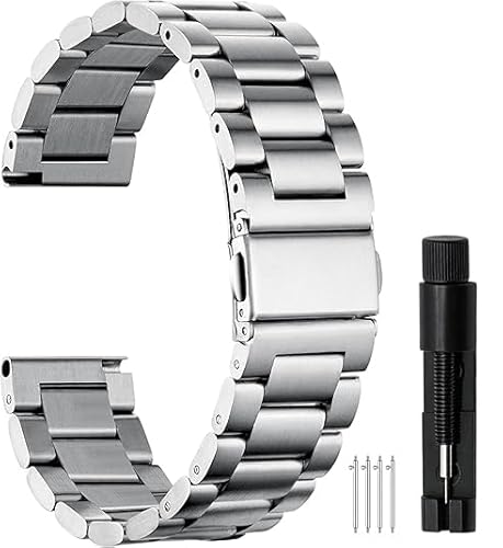 BOSHIYA �X�e�����X�X�`�[���r���v�o���h 22mm �N�C�b�N�����[�X�����p���^���r���v�X�g���b�v �j���p Samsung Galaxy Watch 46mm/3 45mm�AGarmin Forerunner 265/Vivoactive 4�ɑΉ� �V