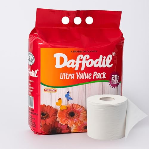 Image of DAFFODIL 2Ply Toilet Paper Tissue -4 Packs (400 pulls /roll, 1600 pulls, 3200 sheets) UltraSoft Toilet Paper Roll, Strong and Long Lasting for Home or Office Use