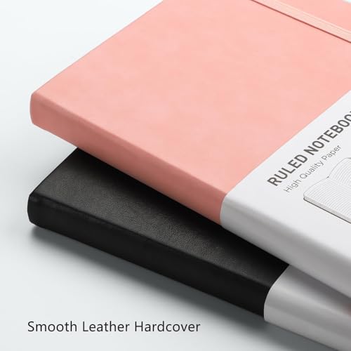 Image of RETTACY Lined Journal Notebook, 192 Numbered Pages, A5 Size (5.7'' x 8.3'') | Leather Hardcover, 100 GSM Thick Paper, for Men & Women, Journaling, Writing, Work & Office (Pink)