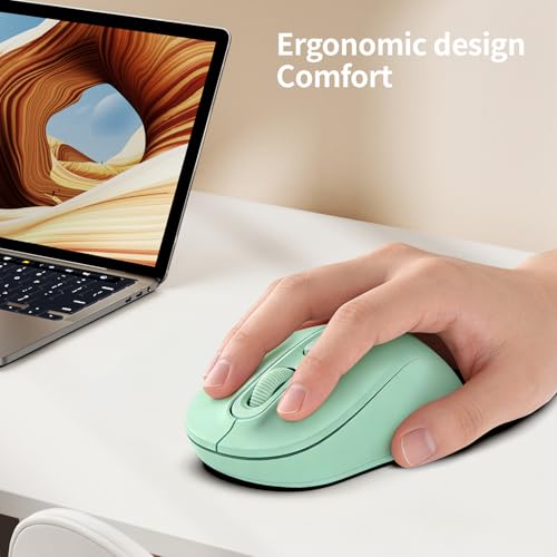 Image of Wireless Mouse, 2026 New Model, Silent Click Ergonomic Design, Portable, 4 Buttons, Adjustable DPI (800 /1200 /1600), for Laptop /PC /Office (Green)
