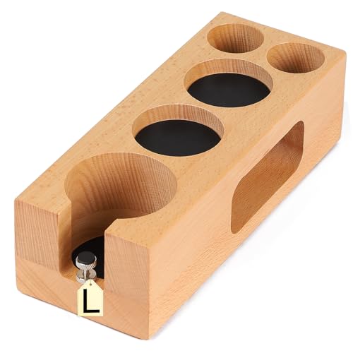 EFUTURETIME Tamper Station para Portafiltro de 58 mm Estacion Espresso Cafe, Accesorio de Café en Madera de Haya para Tamping, Organizador