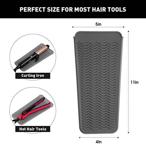 Zaxop 2 Pack Heat Resistant Silicone Mat Pouch For Flat Iron, Curling Iron,Hair Straightener,Hair Curling Wands,Hot Hair Tools (Mintgreen-Grey) #TOP1
