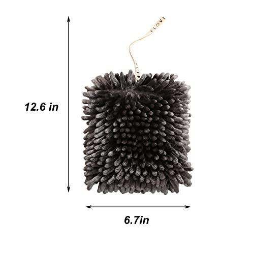 4 Pack Chenille Hanging Hand Towel Balls Super Absorbent Microfiber Hand Towels Chenille Ball Soft Plush Quick-Drying Hand Towels With Hanging Loops For Bathroom Kitchen (Brown+Grey) #TOP2