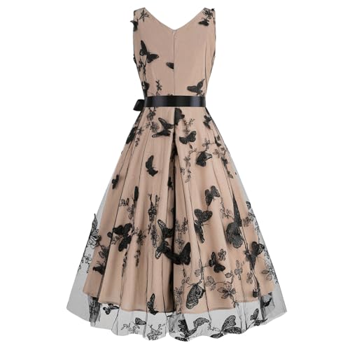 Tulle Embroidery Floral Dress for Women Sleeveless Mesh Flower Embroidered Tulle Prom Dress Summer Wedding Tea Party Dress2