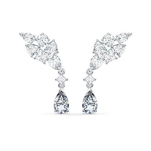 Swarovski Orecchini Tennis Cluster Mixed, Bianco, Placcato Rodio