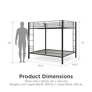 DHP Full Kids Metal Bunk Bed, Black DHP Full Kids Metal Bunk Bed Black