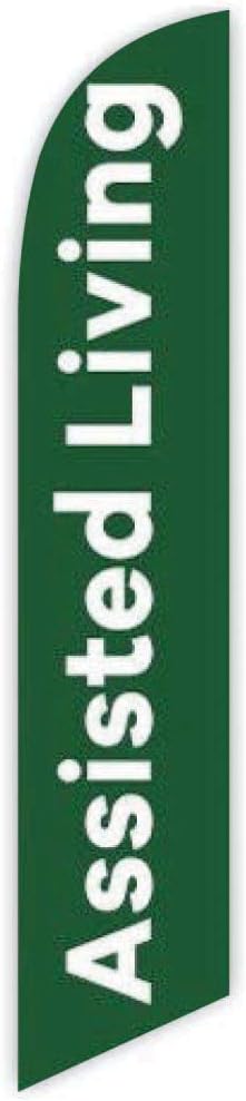 Assisted Living (Green) Advertising Feather Flag 12ft -- Replacement Flag Only (without Poleset)