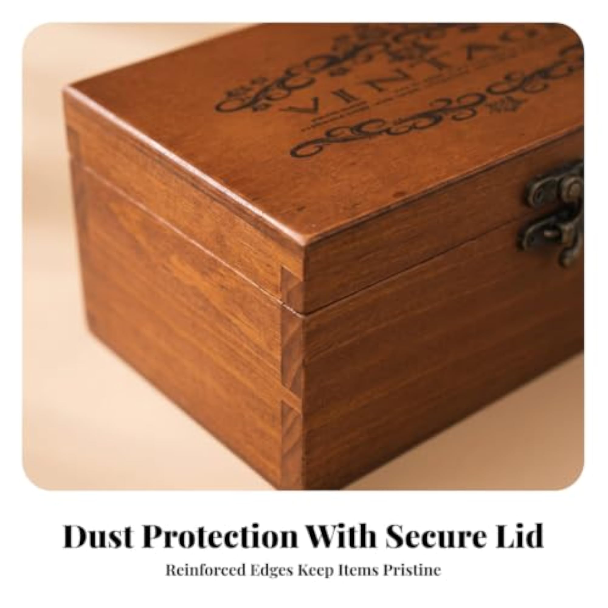Solid Wood Decorative Box with Hinged Lid