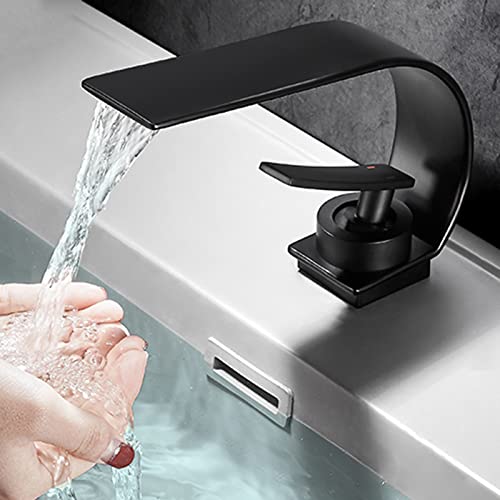 Mitigeur de lavabo cascade noir monocommande en laiton - 5