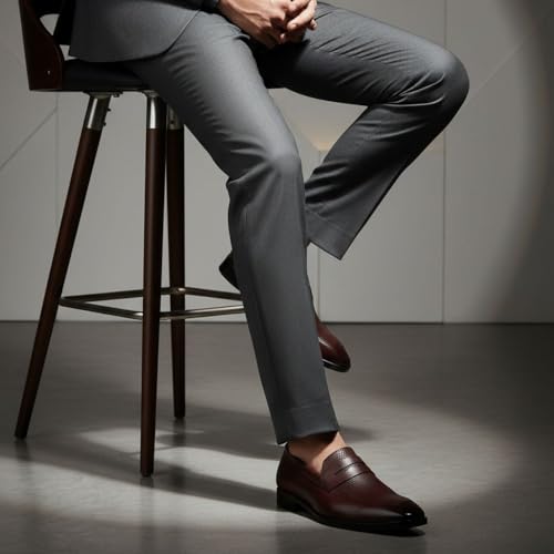 Image of HAYES LONDON Penny Loafers for Men | Genuine Leather Slip-on Shoes | Formal & Casual Comfort Footwear