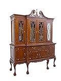 Antike Fundgrube Vitrinenschrank antik Stil im Hellen Nussbaum-Farbton | Vitrine Schrank | Mahagoni-Holz 4-türig | B: 180 cm (10237)