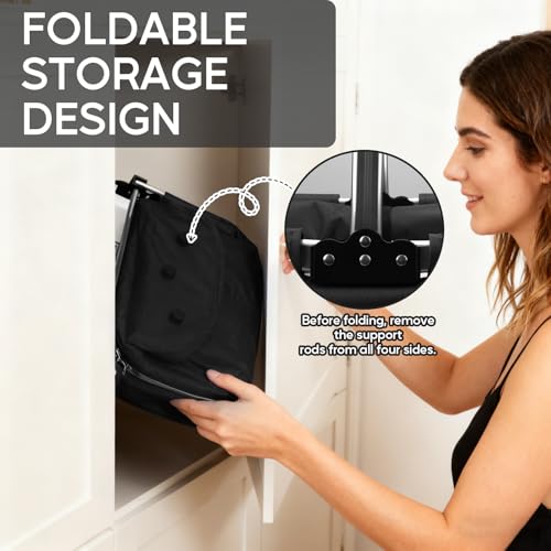 Miniatura 8 de Gaeshow Cesta De La Compra Plegable De 35 L, Cesta De Picnic Con Asas Acolchadas, Cesta De Transporte Con Marco De Aluminio, Resistente Bolsa De La Compra Para Compras, Pícnics, Almacenamiento, Color