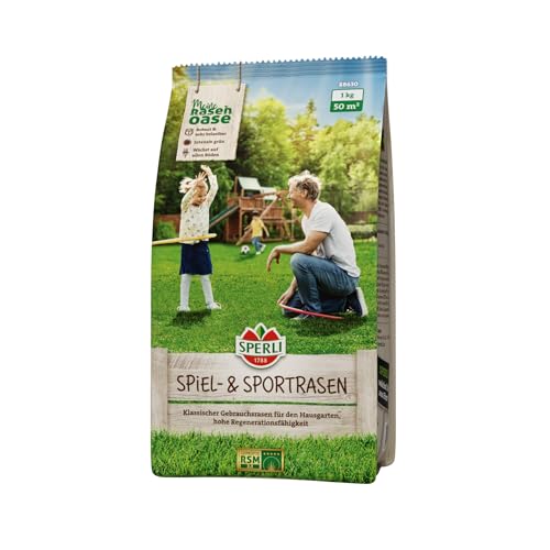 SPERLI's Spiel- & Sportrasen RSM 2.3 1 kg für 50 m² - Robuster Rasensamen...