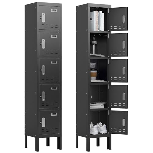Image of BUTISOW Metal Lockers - 66 inch Height Steel Lockers for Employees with 5 Door Storage Locker with Card Slot for Employees Gym School Home Office Garage - Assembly Required