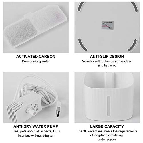 Fuente de agua automática para perros y gatos 3L USB miniatura 6