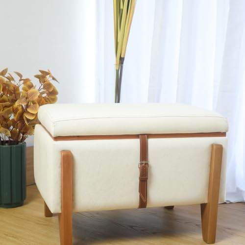 Banco Pufe Baú Decorativo E Mesa De Centro Texas Retangular 60x40 Cm (Linho Cru)