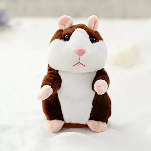 FIASHCN Cute Lifelike Talking Hamster Plush Toys Speak Sound Hamster Stuffed Plush for Kids Birthday Gift 18cm Dark Brown
