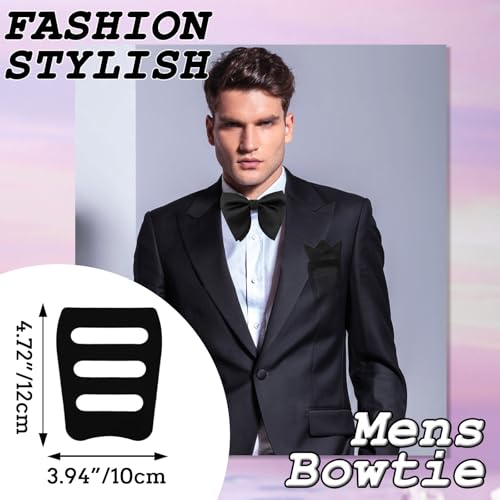 Image of Oversized Bow Ties for Men, Pre-Tied Bow Tie and Handkerchief with Pocket Square Holder Set for Wedding Party Daily