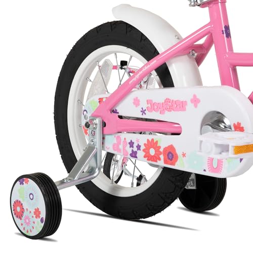JOYSTAR Little Violet 12 Zoll Kinderfahrrad für Mädchen im Alter von 2 bis 4 Jahren, 12 Zoll Mädchenfahrräder mit Luftschlangen,rosa