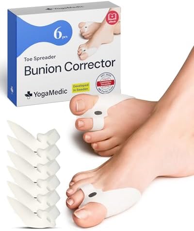 Yogamedic Toe Separator & Hallux Valgus Correction, Pack Of 6, Transparent, Silicone, Gentle Hammer Bunion Washable Reusable,
