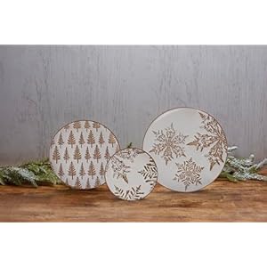 Primitives by kathy winter tree salad plate this durable stoneware salad plate features a snowy cream color with brown debossed winter trees bare ceramic accents on the rim  urban country home decor