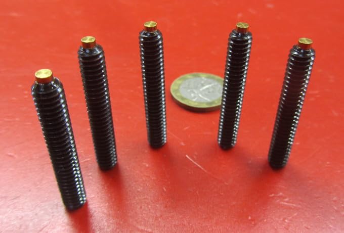 Black Oxide Steel Brass Tip Set Screw 1/4-20 x 1.50" (1 1/2") Thread Length 5 pcs