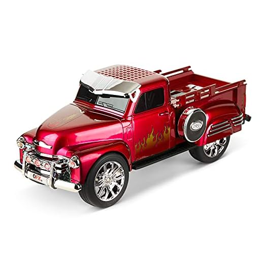 QFX BT-1953 Bluetooth Hot Rod Pick Up Truck Replica Speaker with Built-in Microphone
