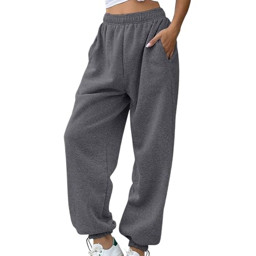 Pantalone Tuta Donna Vita Alta Sportivi Pantalone Della Tuta Autunnali Larghi Pantaloni Da Jogging Traspirante Pantalone Con Tasche E Coulisse Tinta Unita Comodi Pants Lunghi Per Running Trekking