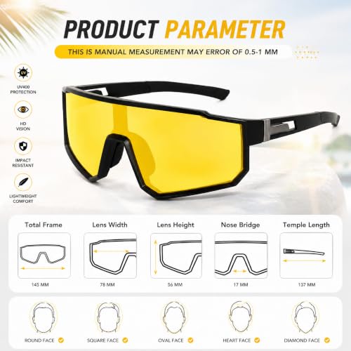 Image of Dervin One Piece Shield Sports Oversized Visor Polarized Sunglasses for Men Women, Outdoor Cricket Cycling Hiking Fishing Sunglasses