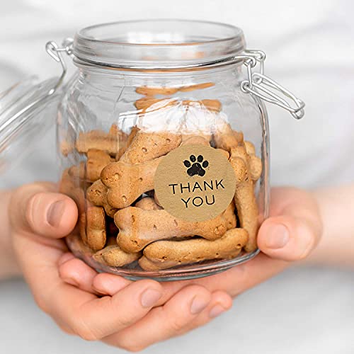 1.5" Round Brown Kraft Paw Print Thank You Stickers / 500 Dog Paw Print Thank You Labels Roll/Animal Thank You Sticker/Made In The Usa #TOP4