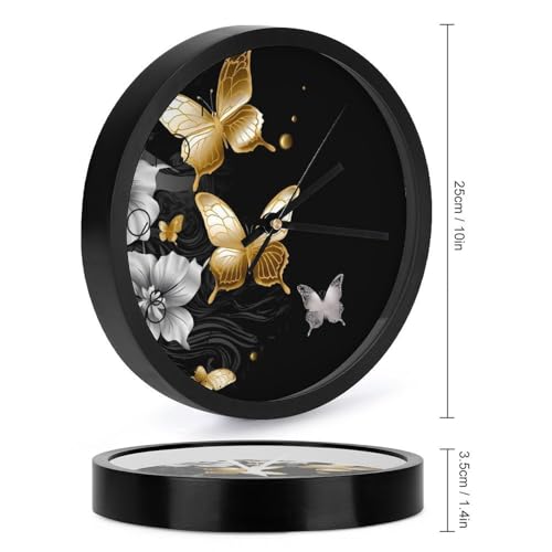 Horloge murale décorative dorée et blanche moderne de 25,4 cm