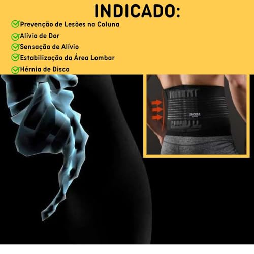 Cinta Para Coluna Lombar Postura Costas Carregar Peso Reforçada Compressão Alivia Dor Ortopedica (G)