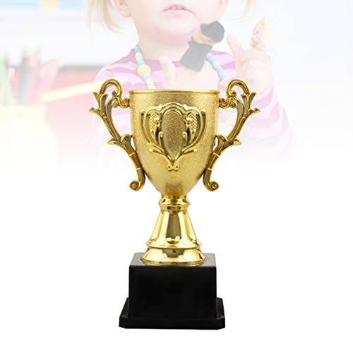 Troféu de plástico para crianças, troféu de prêmio de troféu de ouro, modelo com suporte preto para