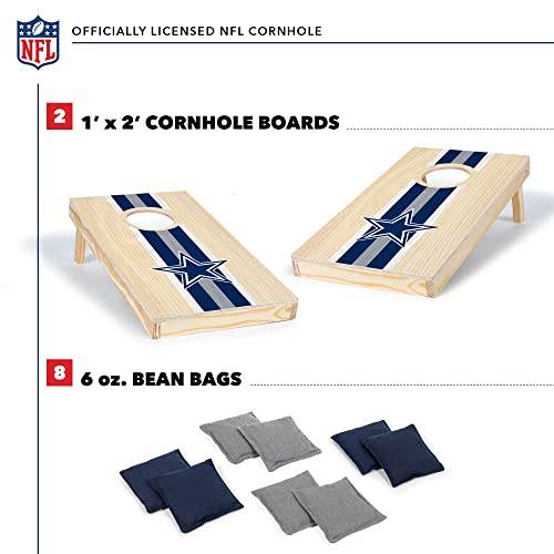 Wild Sports NFL Football Dallas Cowboys 1\' x 2\' Travel Size Solid Wood Cornhole Set with Direct Print HD Team Graphics – Great Gift for Any Sports Fan! Bean Bag Toss Family Games for Outdoor Play