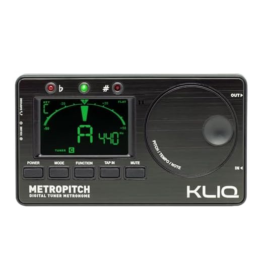 KLIQ MetroPitch - Metronome Tuner for All Instruments - with Guitar, Bass, Violin, Ukulele, and Chromatic Tuning Modes - Tone Generator - Carrying Pouch Included, Black