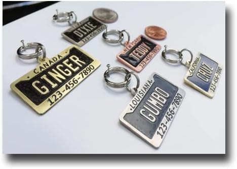License Plate Dog Tag-Pet ID Tag-Custom Handcrafted Identification Dog Tag-Cat ID Tag-United States US Custom Engraved Pet Tag (1 3/4", Copper)