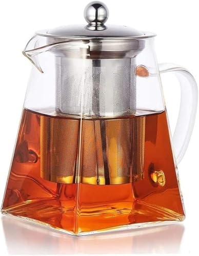 PluieSoleil Teiera Vetro con Infusore, Teiere in Vetro Borosilicato con Filtro per Tisane e tè in Fiore, Teiera con Filtro, Teiera Microonde Sicuro 950ML