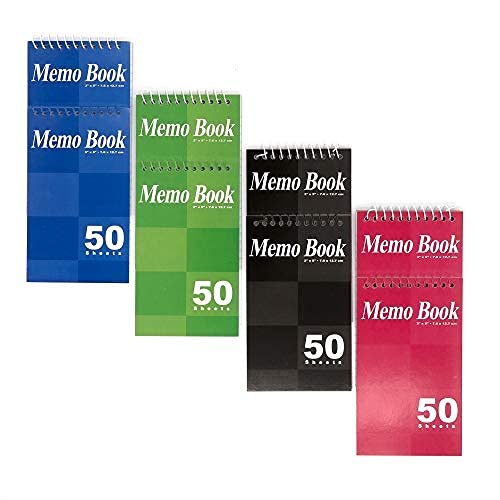 Emraw Top Bound Spiral Memo Books 50 Sheets Wire Binding Meeting Notebook Durable Laminated Cover Assorted Color Wire Bound Double Sided Paper Small Notebook (8-Pack)