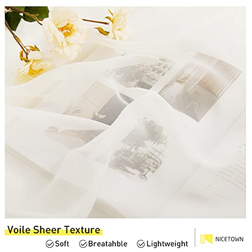 NICETOWN 2 Panels Beige Indoor Outdoor Curtains & Drapes Self-Sticky Tab Top Elgant Airy Voile Sheer Lightweight & Airy Drapes with Light Filtering for Living Room/Patio/Porch, W54 x L108 by NICETOWN - Image 4
