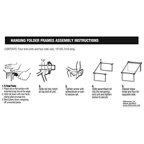 Officemate Hanging File Frames, Letter Size, Rails Fits 24" to 27", Steel, 2 Sets (91999) by Officemate - Image 4